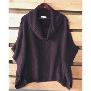 New York and Company Womens Medium Burgundy Soft Cowl Poncho Sweater Classy GUC